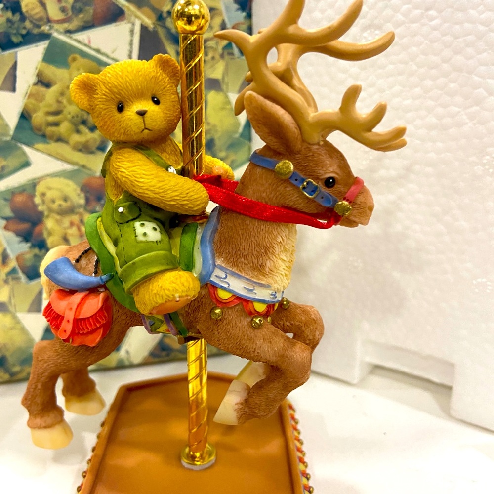 Vintage New Cherished Teddies Marcus on a reindeer
